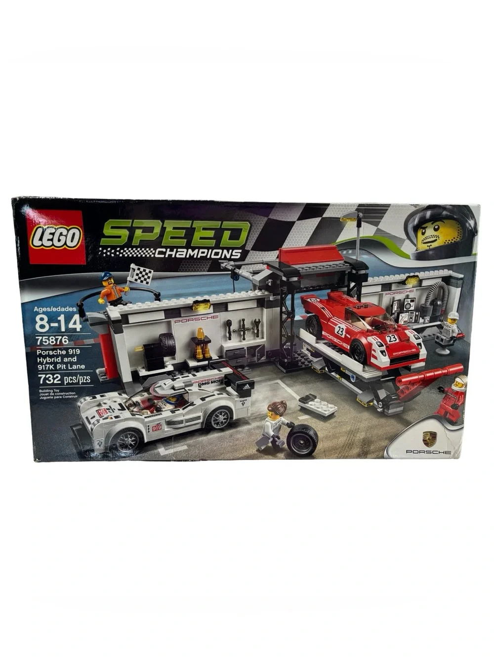LEGO Speed Champions Porsche Pit Garage Playset Open Box
